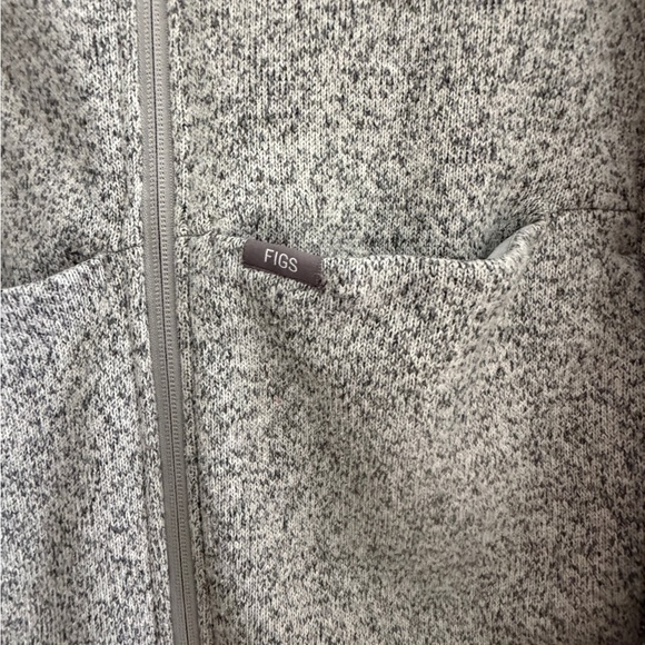 Figs On-Shift Sweater Knit Women's Gray Fleece Jacket $98 sz XL zip scrubs - Picture 5 of 12